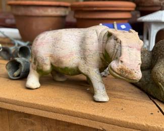 Alabaster Hippopotamus Lawn Sculpture