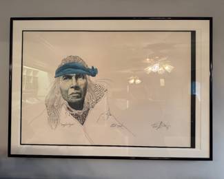 Framed Original Artists Proof Lithograph "Eagle Eyes" Signed Rudy Montoya Jr.