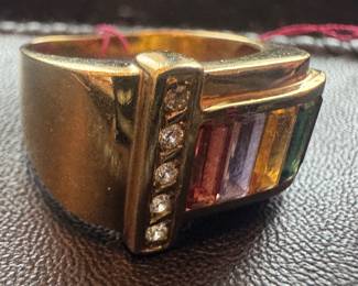 18K Gold with Gemstones & Diamonds Ring
