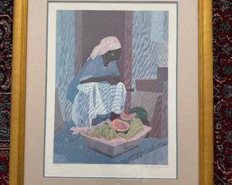 Framed Original Serigraph "Market Square I" Signed Peter Lynn @1989 - Edition - 217/500 (32"H x 26"W)
