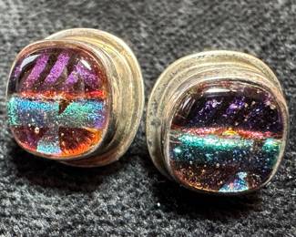 Sterling Silver & Dichroic Glass Earrings