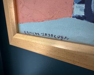 Framed Original Oil on Canvas Streetscape Signed 21"W x 17"H)