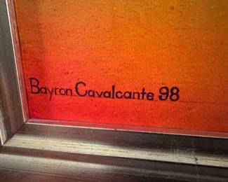 Framed Original Acrylic on Canvas of Ocean Fishing Scene Signed Bayron Cavalcante '98 (34"W x 26"H)