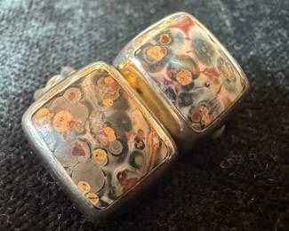 Sterling Silver & Leopard Skin Jasper Earrings