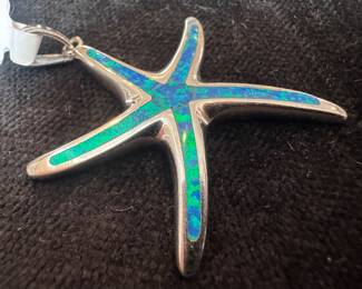 Sterling Silver & Blue Opal Starfish Pendant