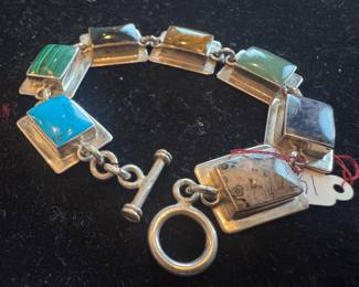 Sterling Silver Multi-stone Panel Bracelet