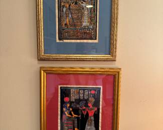 Framed Egyptian Papyrus Paintings