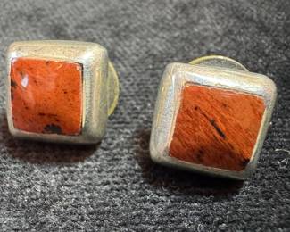 Sterling Silver & Red Jasper Earrings