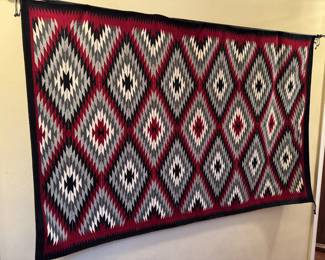 Hand-woven Navajo "Eye Dazzler" Rug / Wall Hanging (44"W x 70"L)