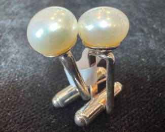 Sterling Silver & Pearl Cuff Links