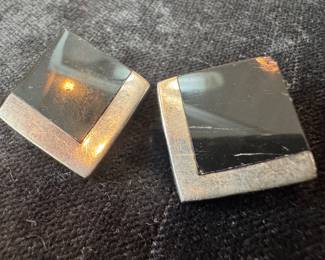 Sterling Silver & Black Onyx Clip on Earrings