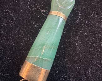 18K Gold & Green Jade Brazilian Figa Hand Pendant