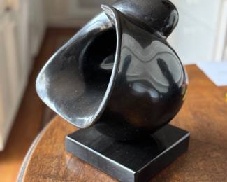 Polished Black Stone Abstract MCM Sculpture by Margaret Mellis