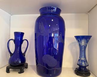 Vintage Cobalt Blue Glass Vases