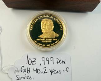 1 ounce .999 Gold Dow Service Year Coin. 