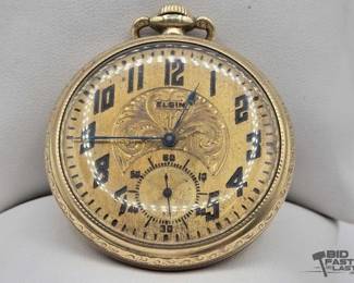 140  Vintage Elgin 10kt Gold Filled Pocket Watch 