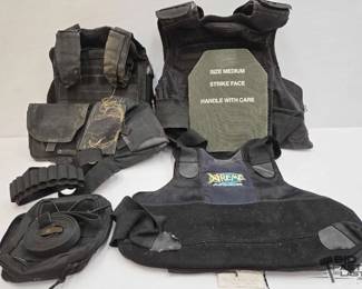 1422  3 Body Armor Vests, Cartridge Belt and Utility Bag 