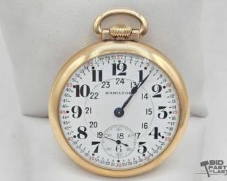 135  Vintage Hamilton Railroad 992 10kt Gold Filled Pocket Watch 