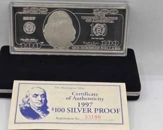22  The Washington Mint 1997 $100 Silver Proof 
