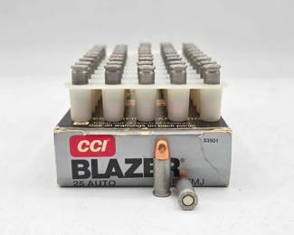 1124  40 Rounds of Blazer .25 Auto Ammo 