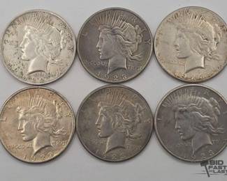 75  6 Sliver Peace Dollars 