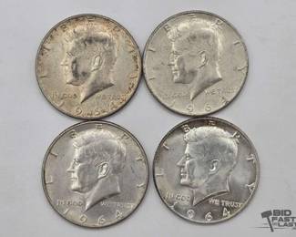 124  4 90 1964 JFK Half Dollars 