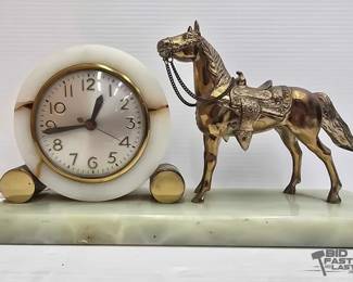 6  Vintage Sessions Brass Horse Mantel Clock 