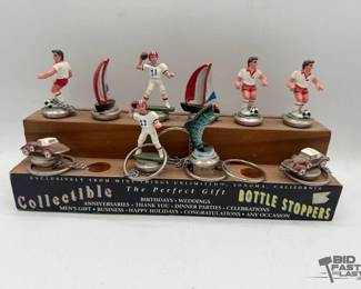 1359  Collectible Bottle Stoppers with Display Stand 