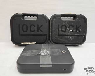 1404  2 Hardcase Glock Handgun Cases and 1 Union Safe Company Lock Box 