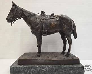 7  Keith Christie Standing Saddled Horse Bronze Horse Sculpture 
