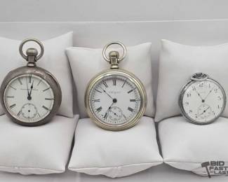 156  3 Vintage Elgin Pocket Watches 