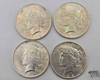 80  4 Silver Peace Dollars 