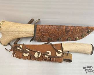 2262  Decorative Knives With Leather Sheath 