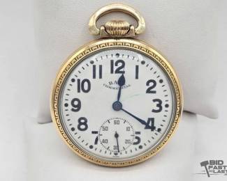 137  Vintage Ball Commercial 10kt Gold Plated Pocket Watch 