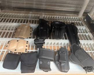 1444  Vism Scope, Walkers Ear Muffs, and Tactical Utility Belt Accessories 