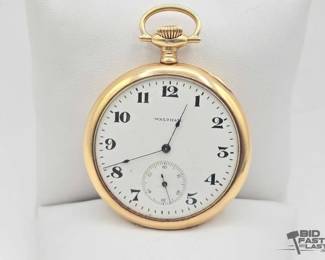 132  Vintage Waltham 14kt Gold Filled Pocket Watch 