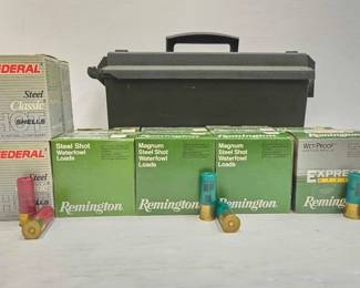 1258  12ga Shotgun Shells with Ammo Case 