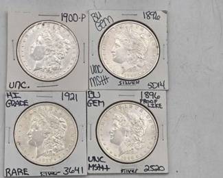 36  4 Morgan Silver Dollars 