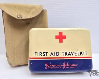 2288  Collectable Johnson and Johnson First Aid Kit with Case 