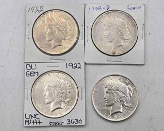 38  4 Silver Peace Dollars 