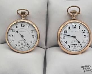 153  2 Vintage Gold Plated Pocket Watches 
