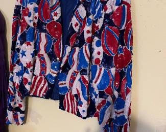 Unused Just Fabulous Vintage Sequin Red, white and blue jacket