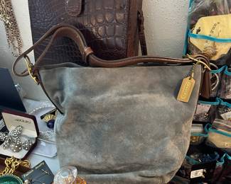 Suede coach purse