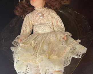 Victorianstyle Porcelain Doll in Lace Dress