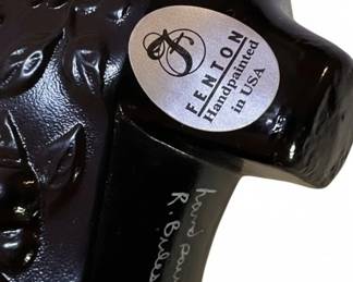 Fenton Glass Black Cabbage Rose HandPainted Shoe Figurine third image