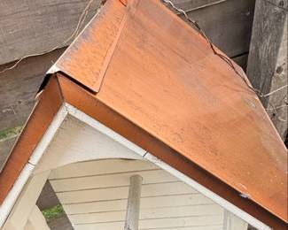 White Wooden Birdhouse with Copper Roof Cape Cod Wren Style second image