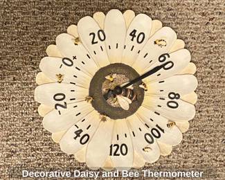 Decorative Daisy and Bee Thermometer