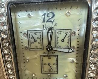 Vivani Accutime Womens Rhinestone Square Chronograph Watch second image