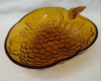 Green Jeannette Glass Sunflower Cake Plate and Anchor Hocking Bowl