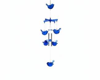 Cobalt Blue Glass Bird Wind Chime